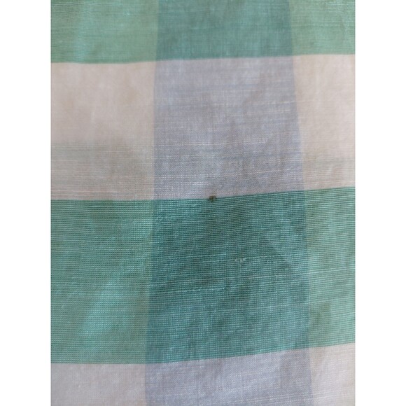 Nordstrom Signature Size S Linen Blend Green Checkered Blouse w/Ribbon Tie - Picture 7 of 9